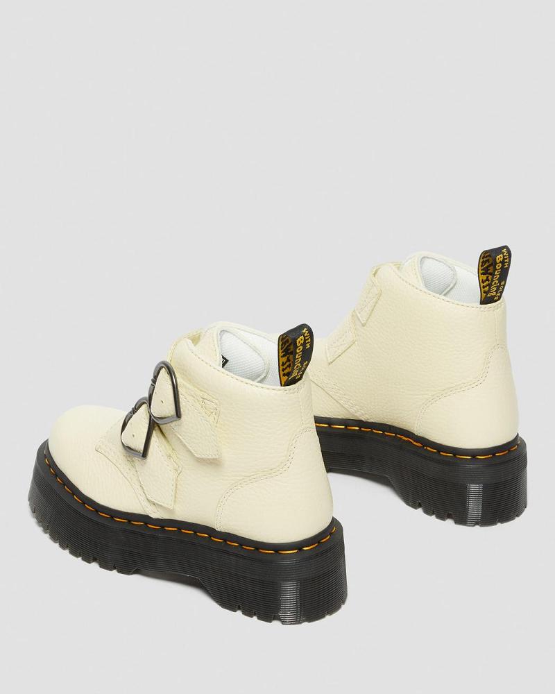 Cream Women's Dr Martens Devon Heart Leather Platform Boots | CA 235SGL